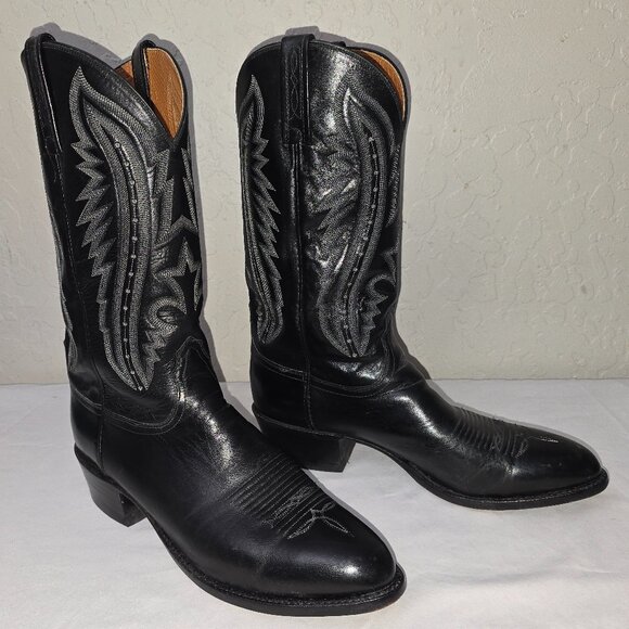 Lucchese Other - Lucchese 2000 Boots Men's 11 D Black Italian Kangaroo Western Cowboy T3010 R4